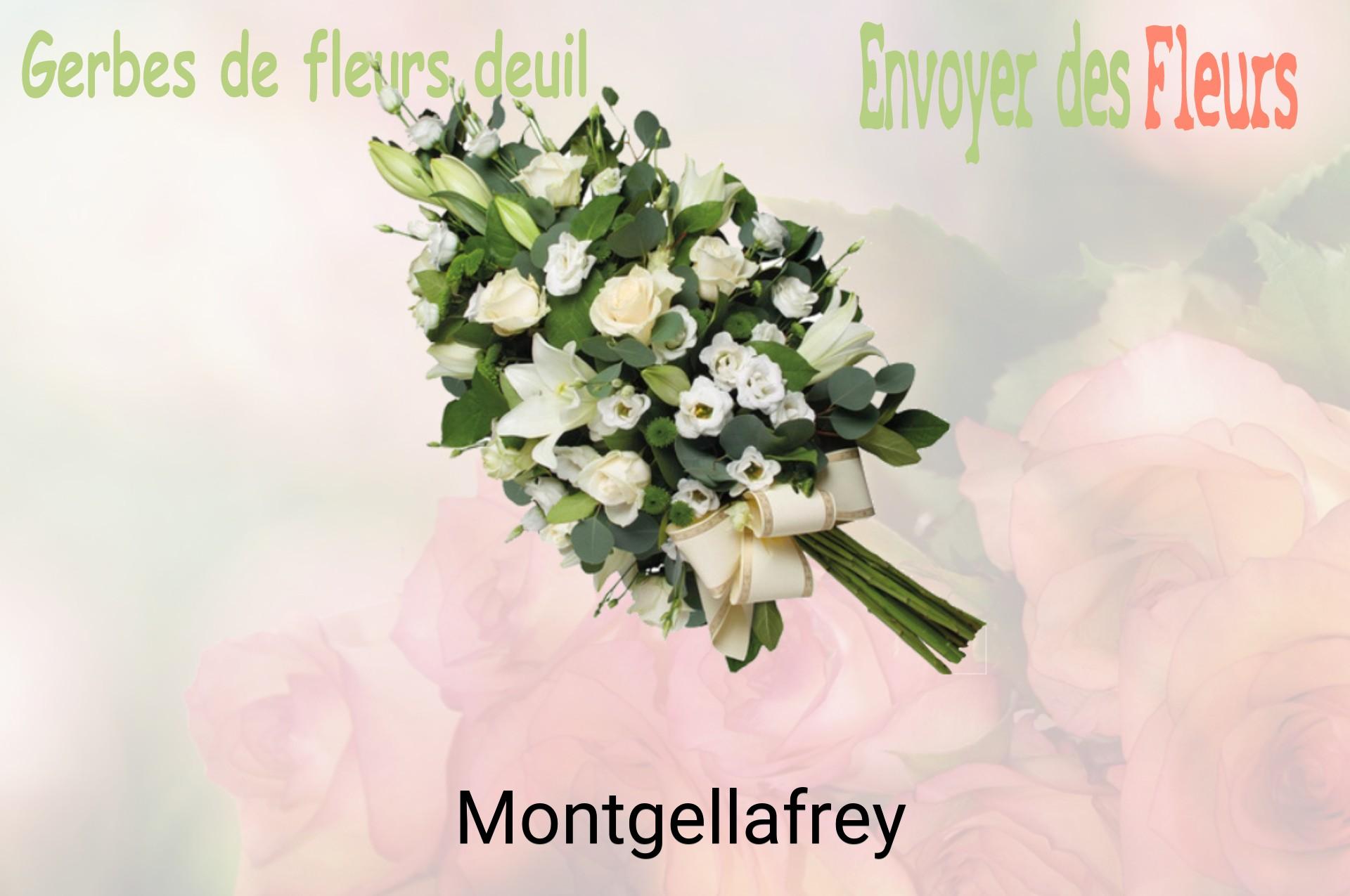 Gerbe de fleurs de deuil livrée à Montgellafrey